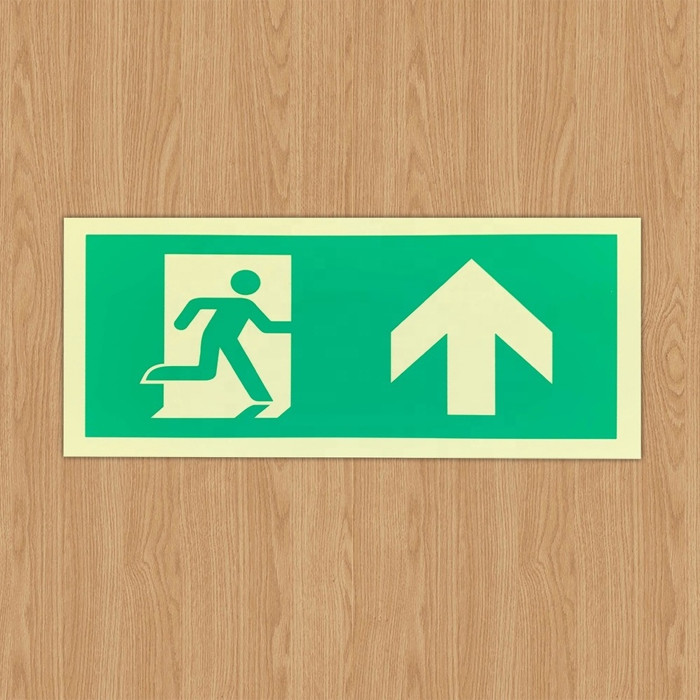 Factory Price Emergency Exit Sign Photoluminescent PVC Fire  Exit Sign Board  Running Man Exit Sign