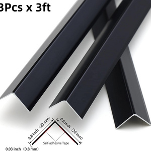 Aluminum L Molding Corner Guards, Peel and Stick Trim for Wall Protection, Door Frame,Tile Edge (3Pcs x 3ft x 0.8in, Black)