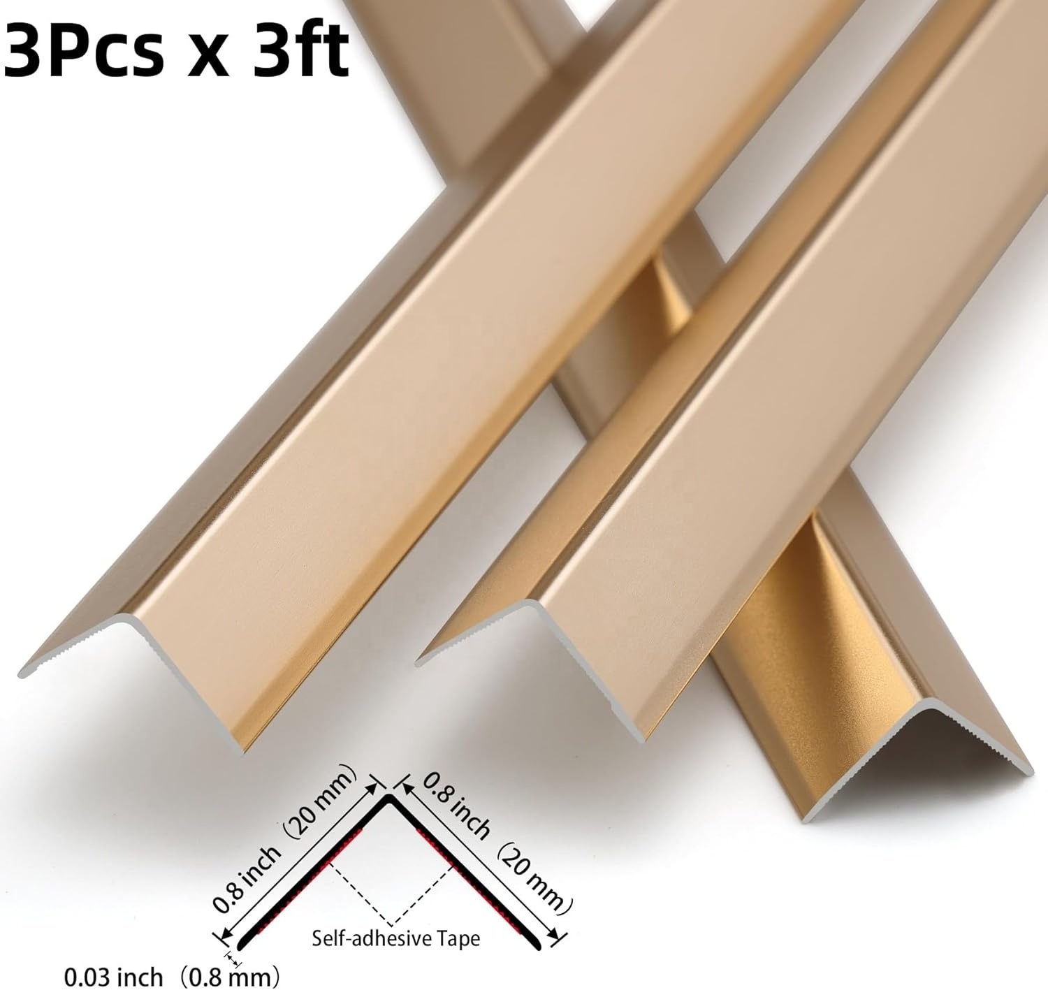 Securun Hot Sale Premium Aluminum L Molding Corner Guards, Peel and Stick Trim for Wall Protection, Door Frame,Tile Edge