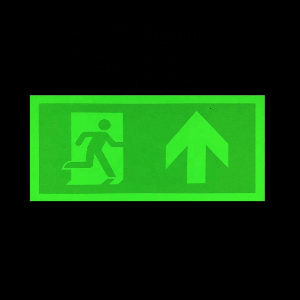 Factory Price Emergency Exit Sign Photoluminescent PVC Fire  Exit Sign Board  Running Man Exit Sign