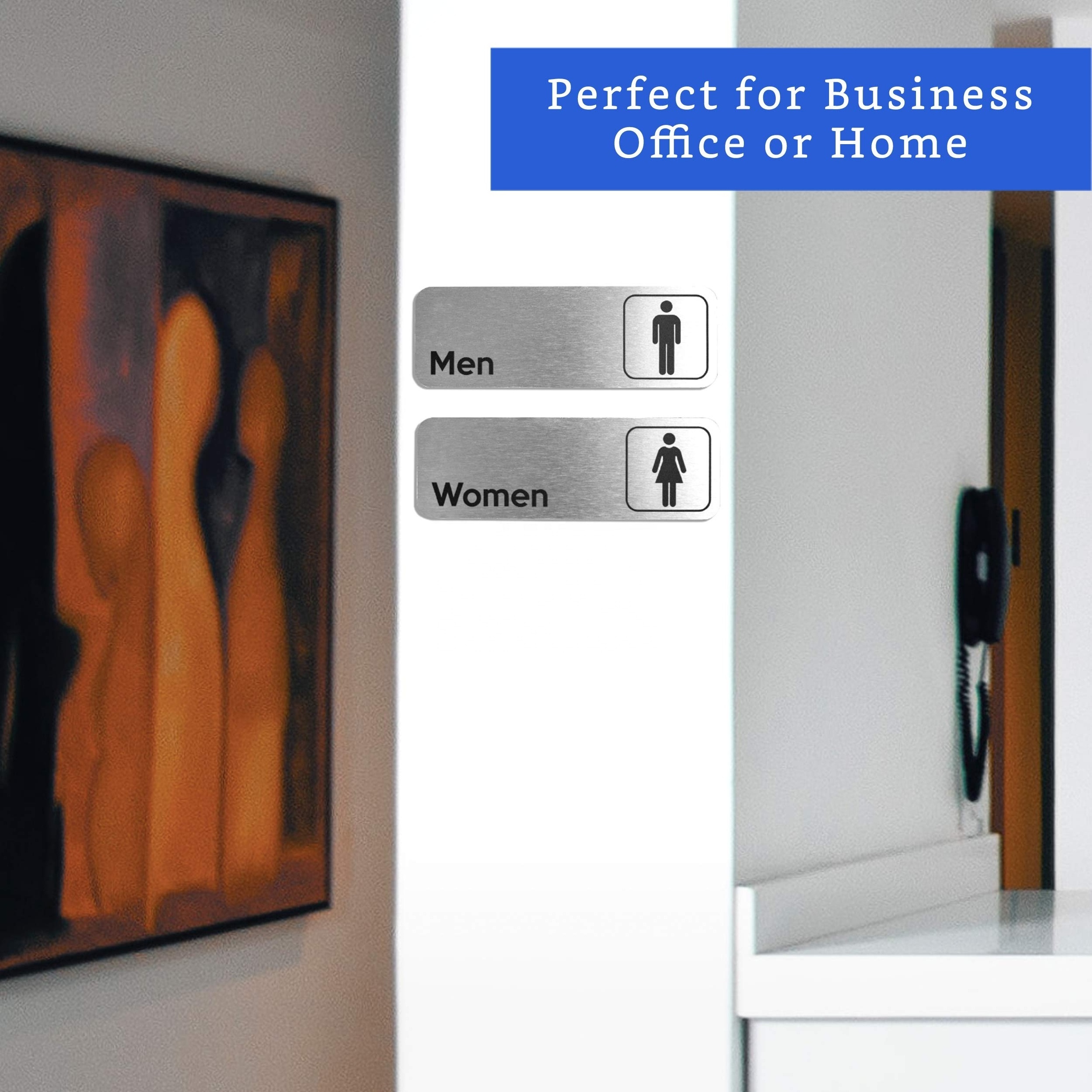 Men and Women Modern Restroom Sign plate Brushed Aluminum Door Restroom Signage