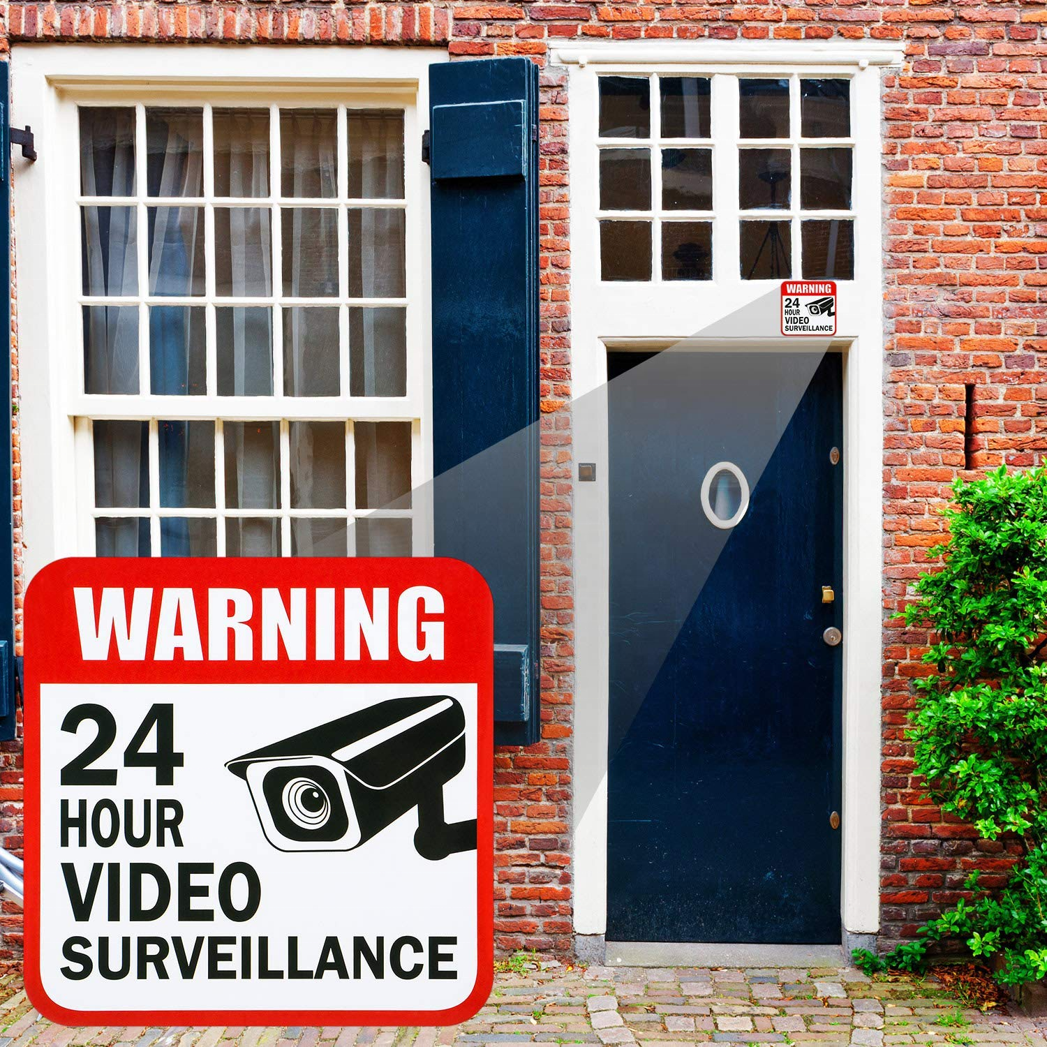 Video Surveillance Sticker Sign Decal for Home Business Camera Alarm System Stickers,Adhesive 24 Hours Security Warning Signs