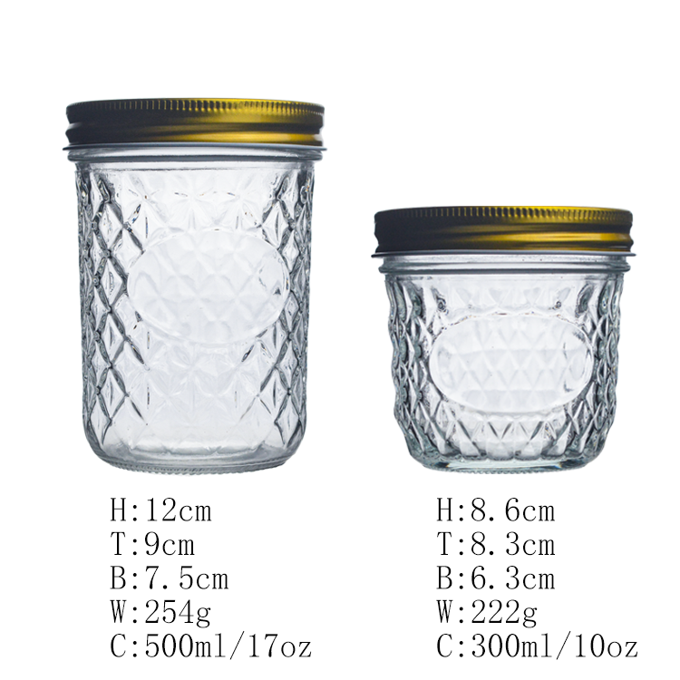 Transparent Wholesale 3 oz 7 oz 10 oz 17 oz Classic Glass Jar With Aluminum Cover Cylindrical Shape Mason Jar With Custom LOGO