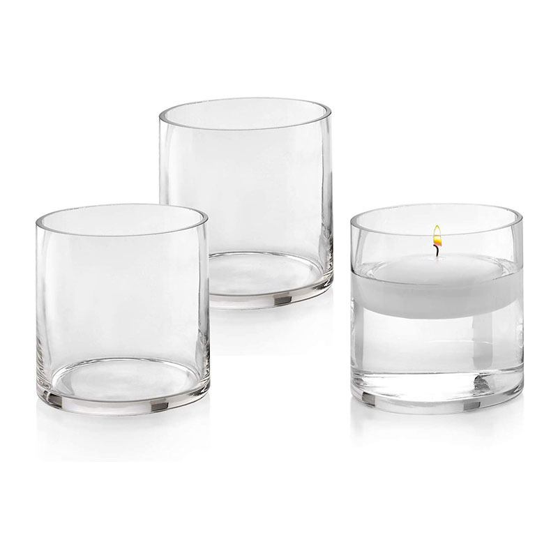 Wholesale Transparent Color Lanterns Candle Jars Cylinder Glass Candle Holder for Wedding Party