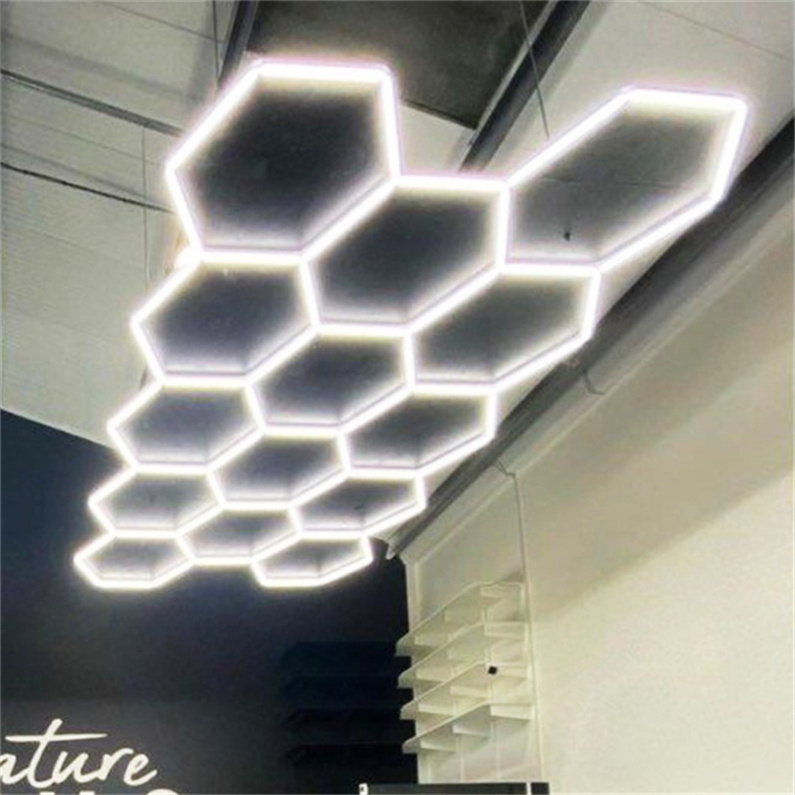 Qualified Led Ceiling Light 2480mm*4380mm Tube Honeycomb Led Light Garage Hexagon Lights Gaming For Car Detailing Shop