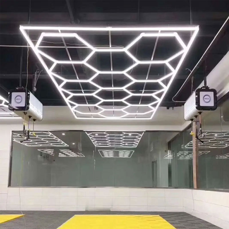 Honeycomb Hexagon Luz Led Garage Light For Car Detailing And Workshop Mounted Honeycomb Office Ceiling Light