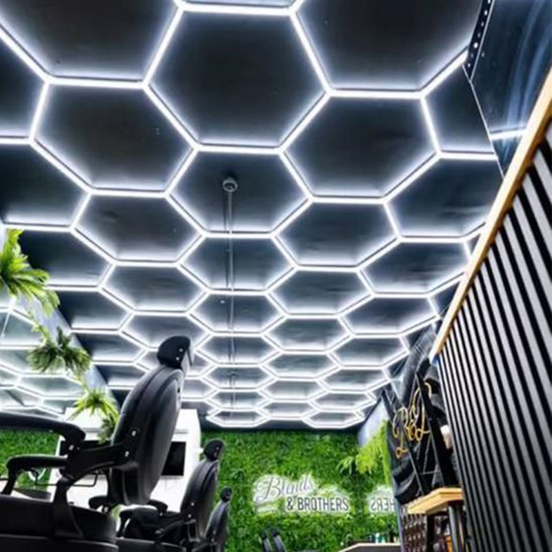 2400*4800mm Hexagon Detailing Workshop Ceiling Led Lights And Car Hex Detailing Garage Light