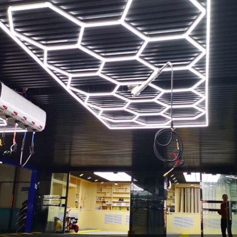 2400*4800mm Hexagon Detailing Workshop Ceiling Led Lights And Car Hex Detailing Garage Light