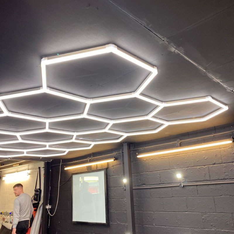 2400*4800mm Hexagon Detailing Workshop Ceiling Led Lights And Car Hex Detailing Garage Light