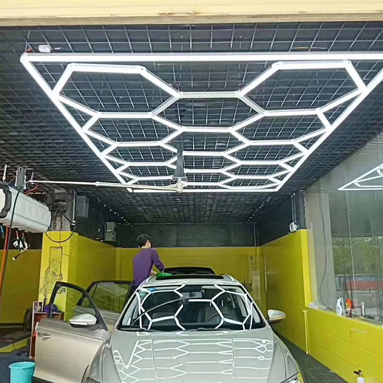 Hexagonal Led Light For Car Showrooms Car Detailing Tuning Workshop Honeycomb Led Light Led Hex Garage Lamps For Office