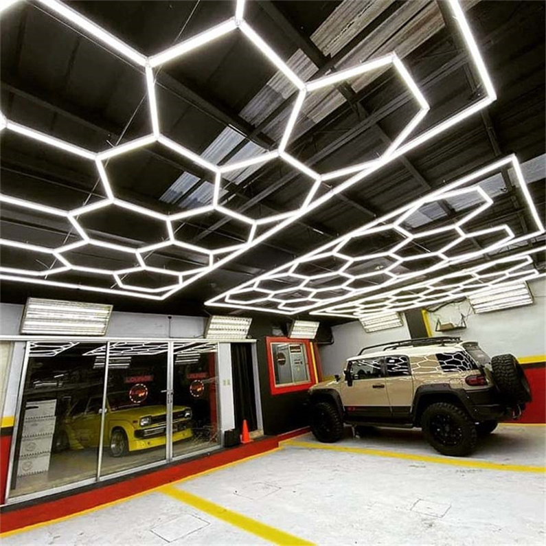 Luz Led Hexagonal For Auto Detailing Shop 2430mm*4840mm Led Garage Work Light Hexagonal Led Panel