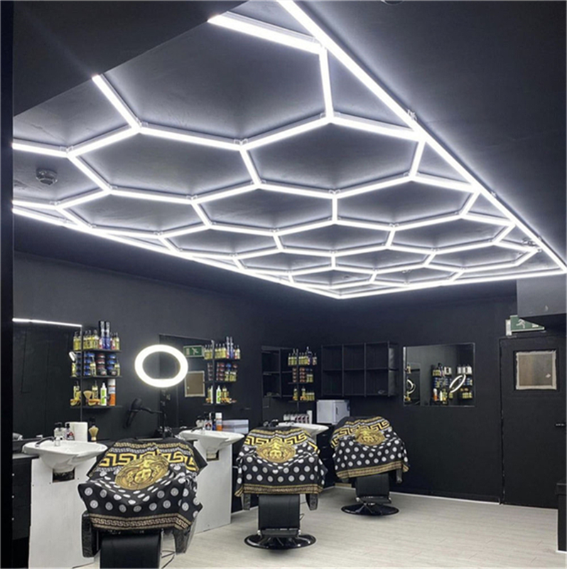 Hexagonal Honeycomb Led Pendant Wall Light For Gym Auto Garage Light Aluminum Hex Work Lamp Honeycomb Ceiling Detailing Light