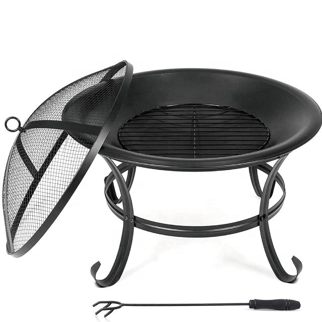 21.5 inch Charcoal Fire Pit With BBQ Grill For Camping