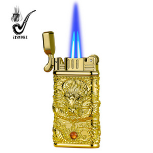 2023 newest custom design Relief three-dimensional dragon metal  refillable smoking windproof wholesale  lighters