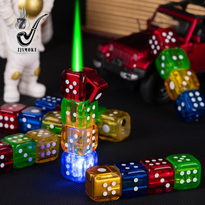 2023 Personality Cool Shape Air filled Lighter Creative Flashing Dice Wind proof Green Flame Lighter