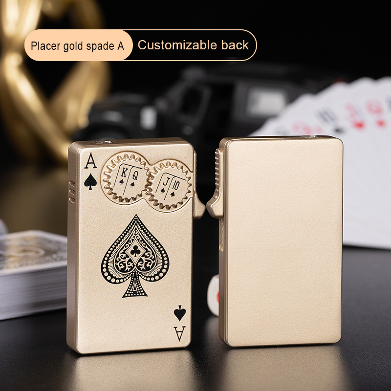 Green Flame Direct Fire Lighter Men's Gift Wholesale Individualized Creative Gear Rotary Poker Lighter