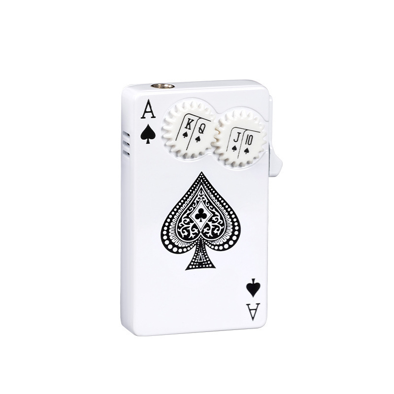 Individualized creative gear rotary poker lighter green flame direct fire lighter group lettering men's gift wholesale