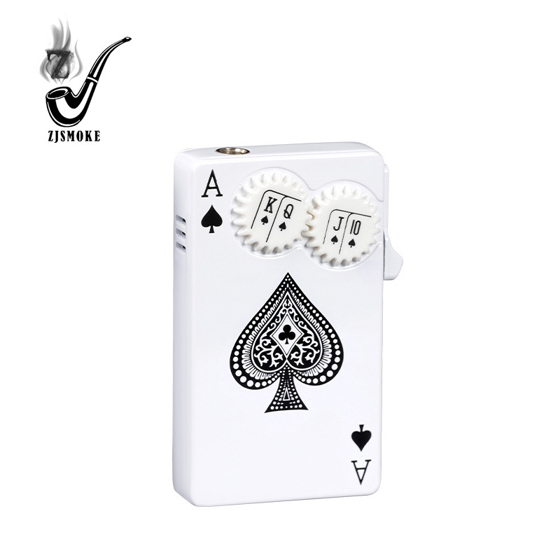 Individualized creative gear rotary poker lighter green flame direct fire lighter group lettering men's gift wholesale