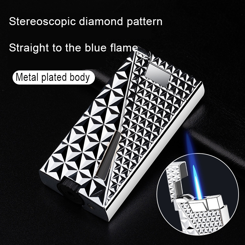 New Design Metal Torch Gas Lighters windproof Cigar Butane Rechargeable  Lighters  Portable Jet Lighter  Blue Flame