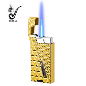 New Design Metal Torch Gas Lighters windproof Cigar Butane Rechargeable  Lighters  Portable Jet Lighter  Blue Flame