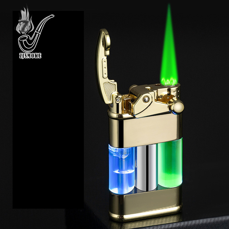 High-tech Individuality Creativity Novelty Luminous Quicksand Characteristic Gas Lighter Direct Impact Transparent Lighter