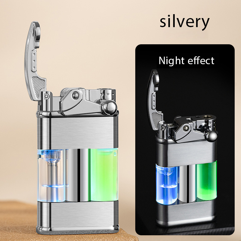 High-tech Individuality Creativity Novelty Luminous Quicksand Characteristic Gas Lighter Direct Impact Transparent Lighter