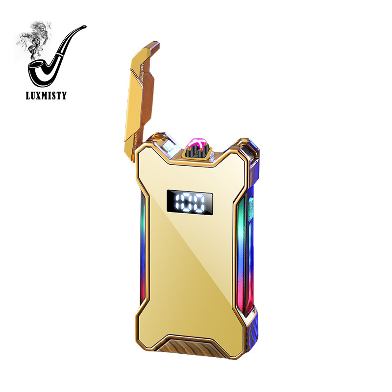 Windproof dual arc lighter with intelligent display of smoke lighting times