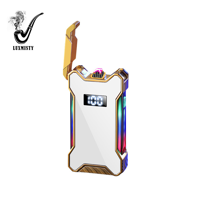 Windproof dual arc lighter with intelligent display of smoke lighting times