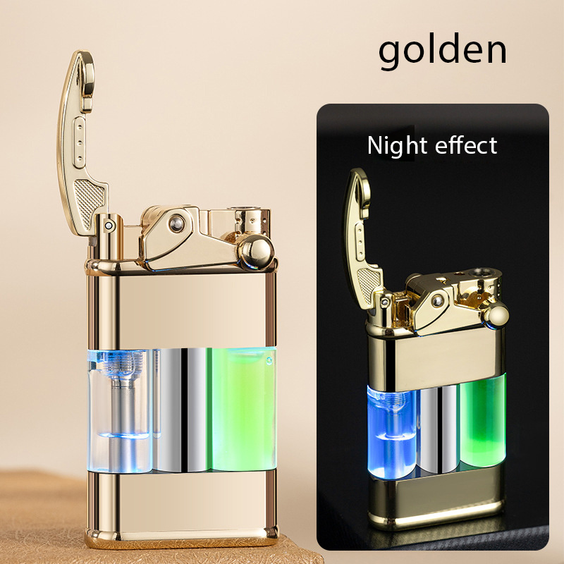 High-tech Individuality Creativity Novelty Luminous Quicksand Characteristic Gas Lighter Direct Impact Transparent Lighter