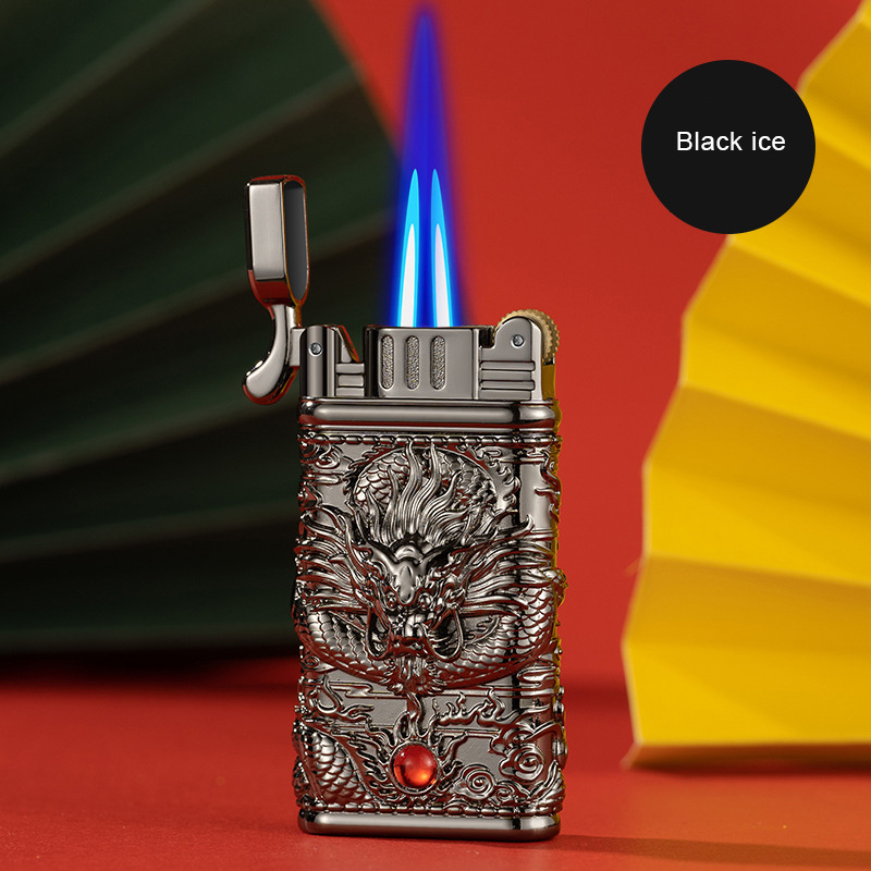 2023 newest custom design Relief three-dimensional dragon metal  refillable smoking windproof wholesale  lighters