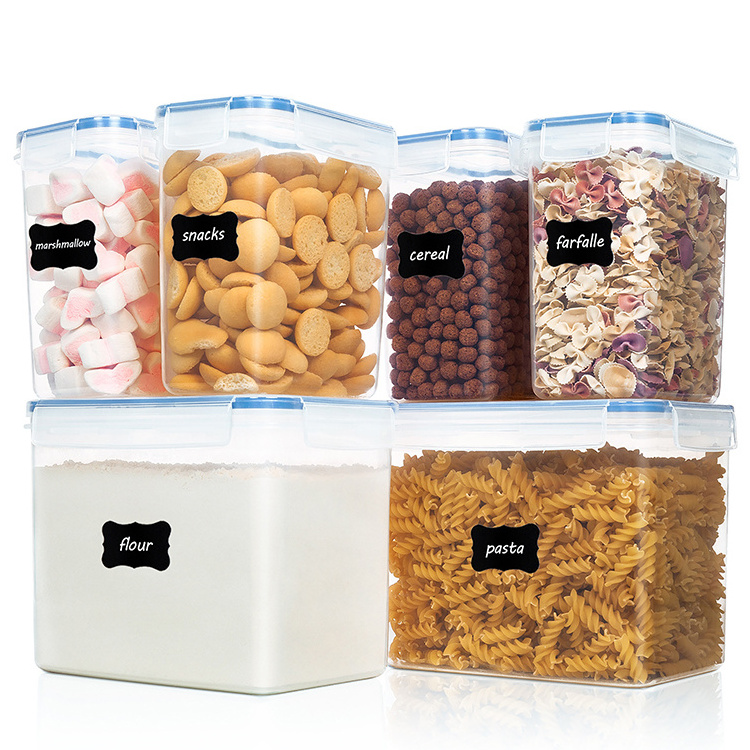 Cereal kitchen 6 sets food storage tank rice bucket sealed transparent recycled glass sweet food storage jars