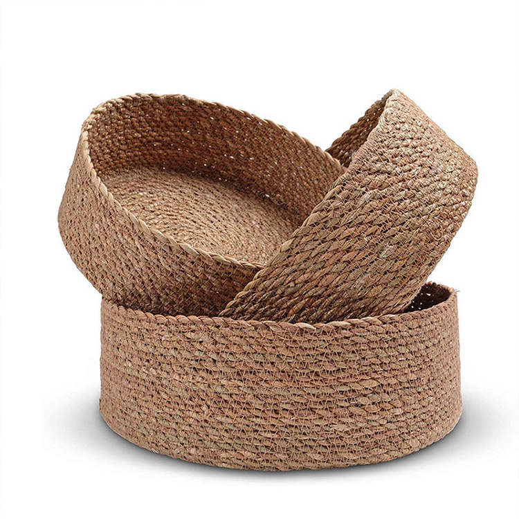 Storage basket weaving basket sorting straw cosmetics storage table wicker woven basket round storage box