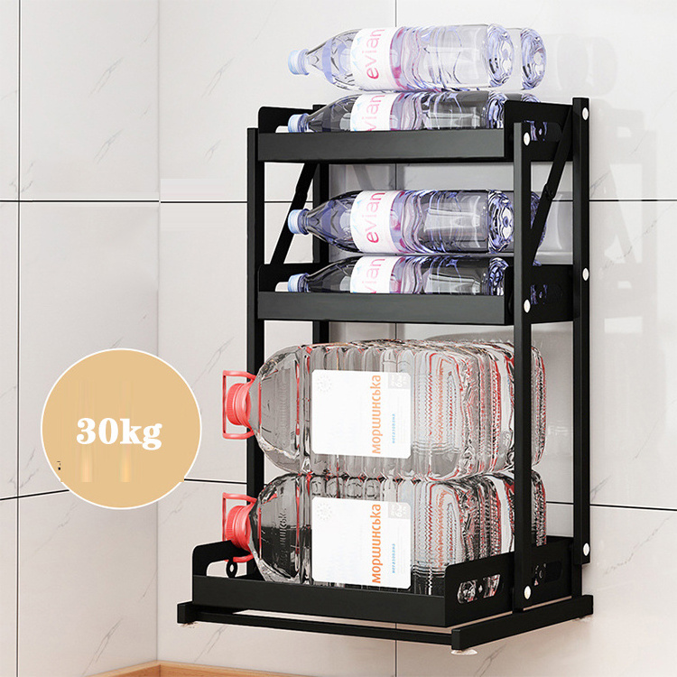 Perforation-free kitchen countertop rack collapsible condiment rack household two-story storage rack