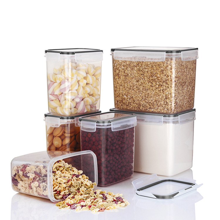 Cereal kitchen 6 sets food storage tank rice bucket sealed transparent recycled glass sweet food storage jars