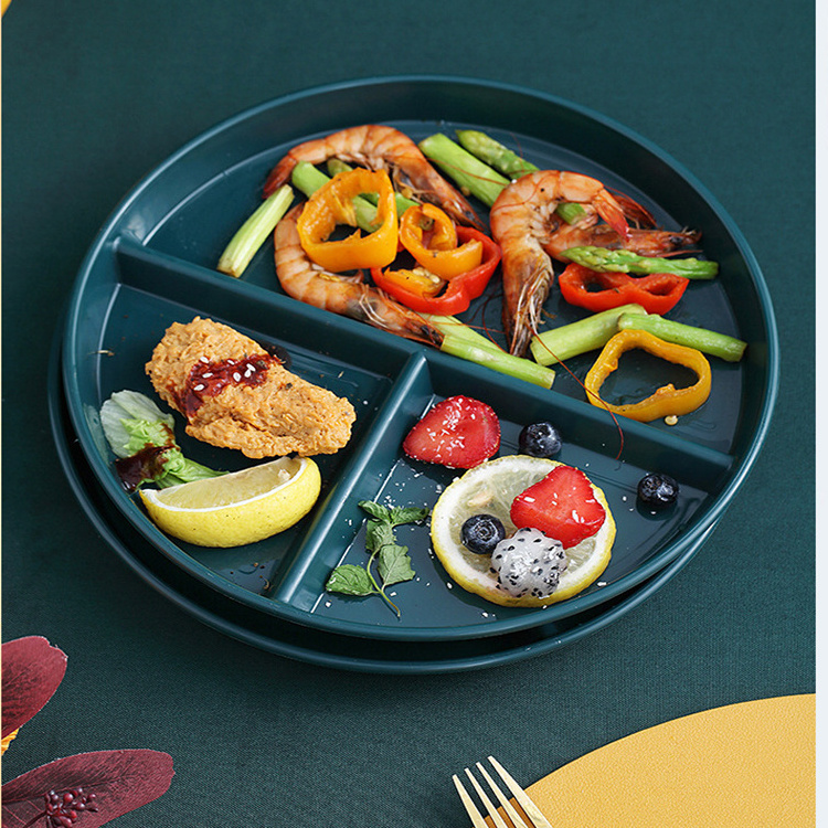 Divider plate plate divider set plate three dividers household adult plastic serving dish