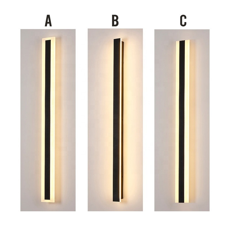 18W Wall Light Outdoor Modern Frosted Garden Sconce Linear Strip Wall Lamps Rainproof Aluminum Porch Long LED Outdoor Wall Light