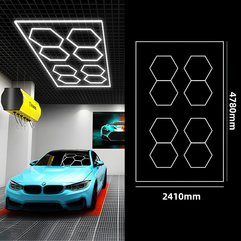 2024 Best Quality Led Hexagon Honeycomb Detailing Lights Garage Light Hexagon LED Detailing Light