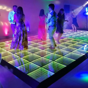 High Quality RGB Dance Tiles Panels Portable Glass Disco Night Club Uplights DMX RGB Color 3d Infinity Mirror Led Dance Floor