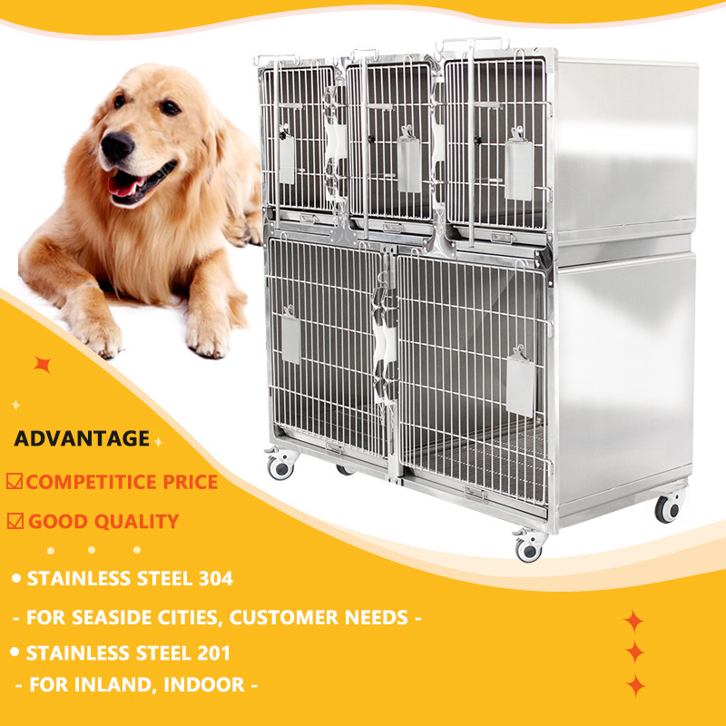 Veterinary stainless steel animal icu treatment pet hotel pet hospital veterinary dog kennel veterinary cages stainless steel