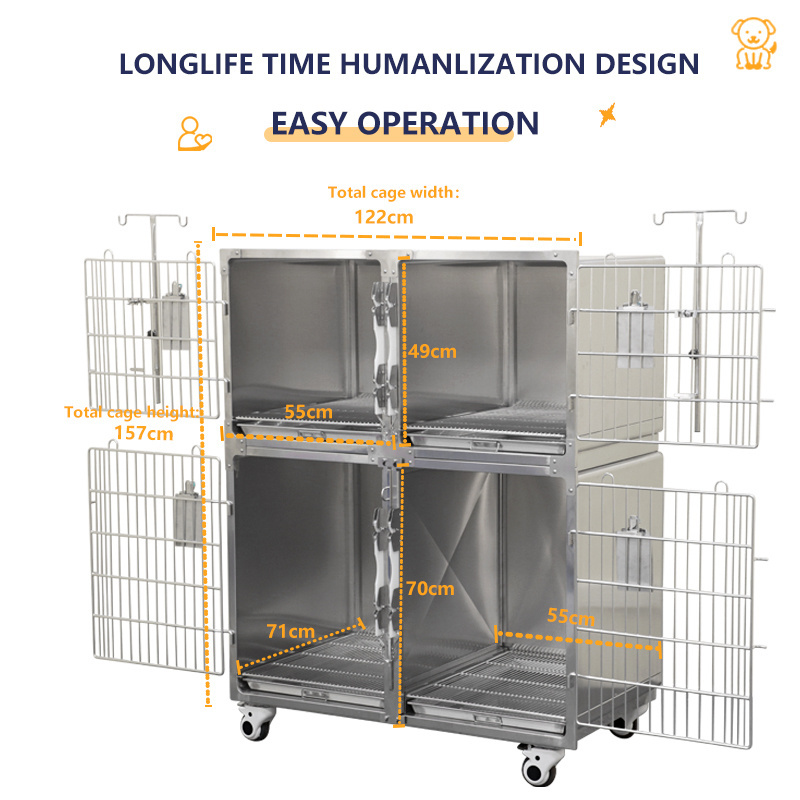 Veterinary clinics & grooming cage banks stainless steel dog and cat kennels cage