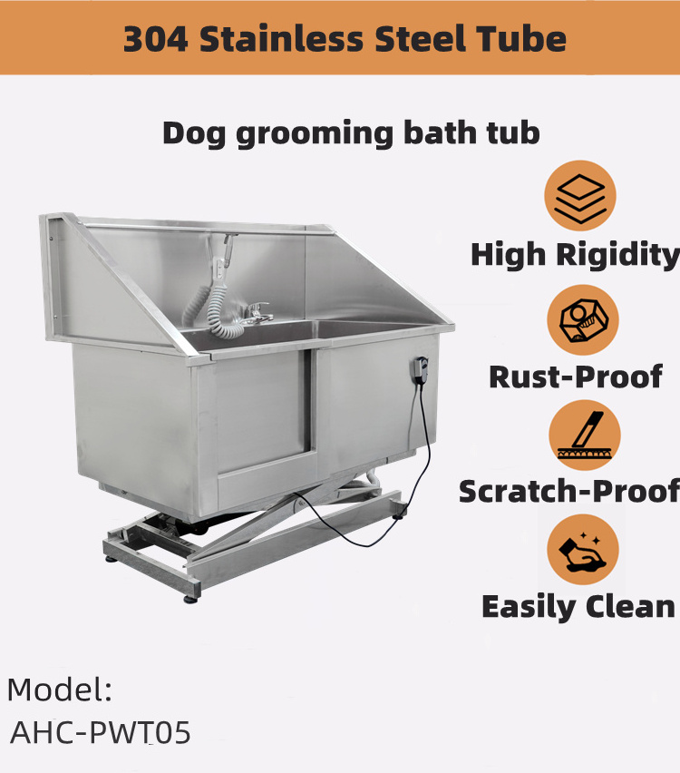 Pet grooming hospital care salon stainless steel 304 pet wash station dog bath portable