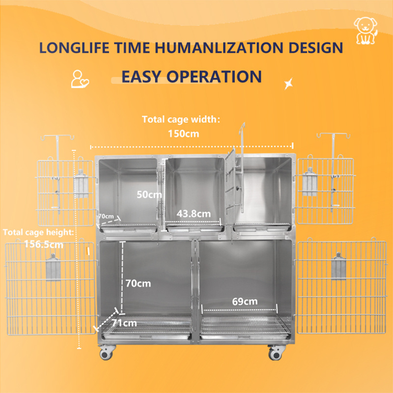 Veterinary stainless steel animal icu treatment pet hotel pet hospital veterinary dog kennel veterinary cages stainless steel