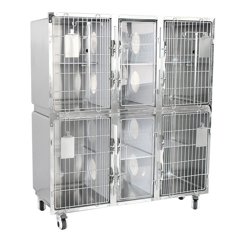 Pet hospital clinic stainless steel veterinary cat  pet cages houses