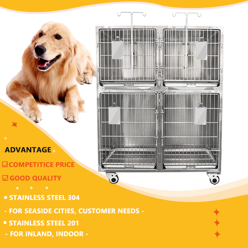 Animal hospital clinic stainless steel puppy dog kennels combine pet hotel veterinary dog cage