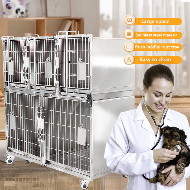 Veterinary stainless steel animal icu treatment pet hotel pet hospital veterinary dog kennel veterinary cages stainless steel