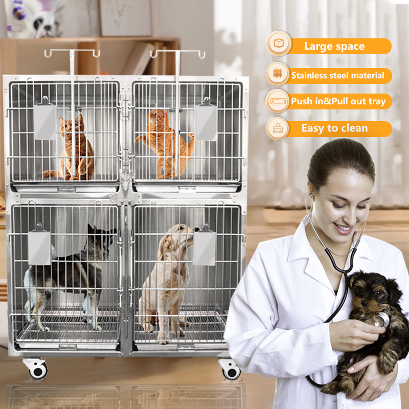 Veterinary clinics & grooming cage banks stainless steel dog and cat kennels cage