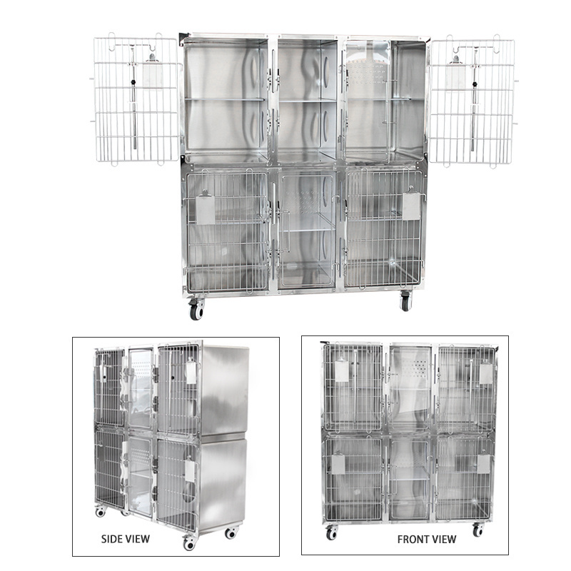 Pet hospital clinic stainless steel veterinary cat cages for sale