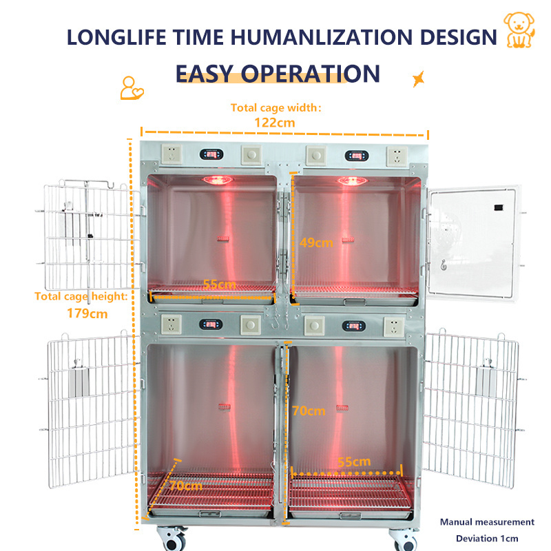 Animal hospital clinic stainless steel 304  puppy dog kennels veterinary oxygen cage