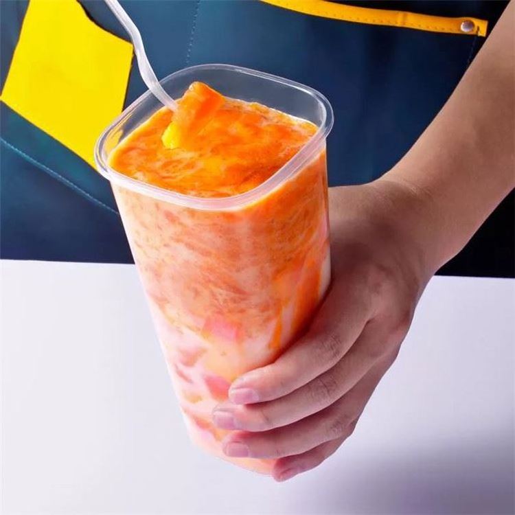 Hot Sale Disposable Clear Lemonade Cups 600Ml Fruit Milk Boba Bubble Tea Juice Plastic Cups Containers With Lids