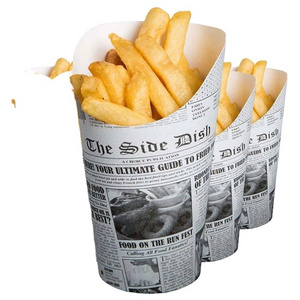 Customized Scoop Paper Cups Eco-Friendly French Fries Cones Disposable Fried Chicken Chips Egg Waffle Holder